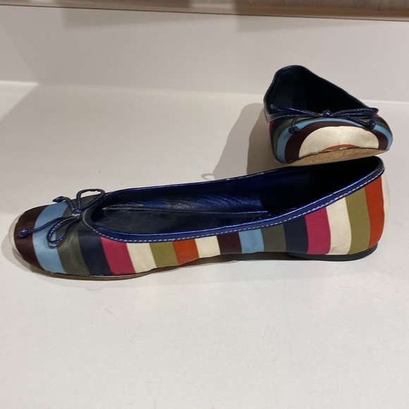 Coach Ballet Flats Silk Striped Legacy Stripe Womens Preppy Shoes - 8.5 - Picture 8 of 9